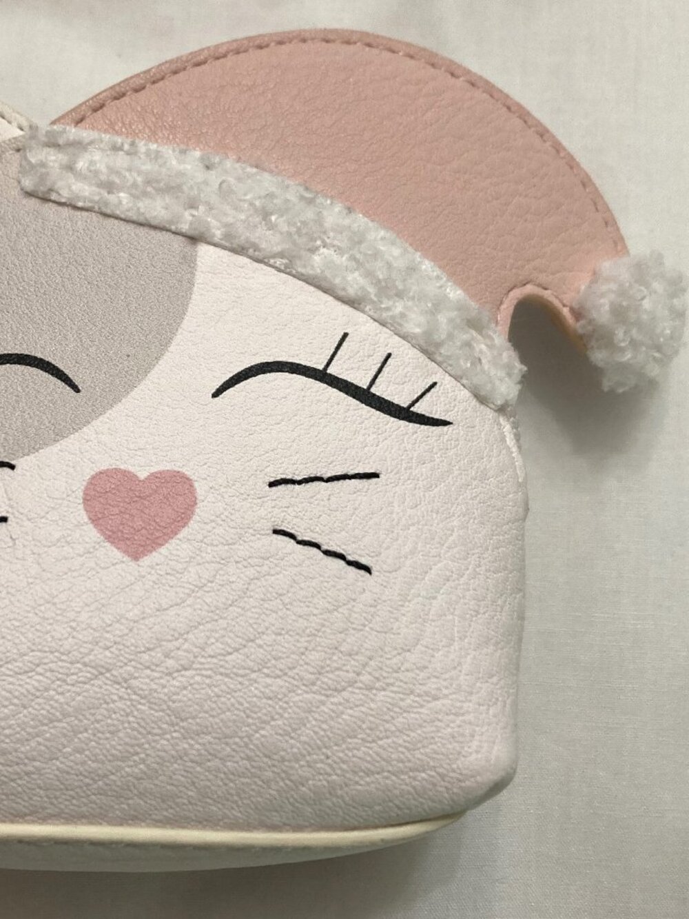 Cat Winter Hat Vegan Leather Coin Purse--Lauren Conrad Pouch-Christmas Santa